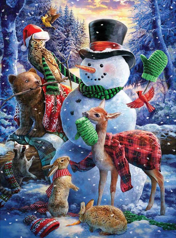 AB Diamond Painting - Full Round - Christmas Snowman (40*54cm)