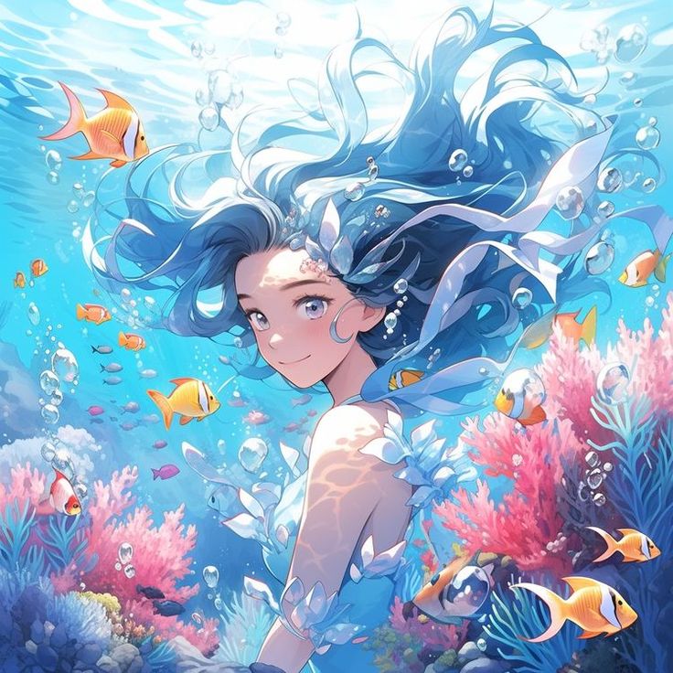 AB Diamond Painting - Full Round - anime goldfish girl (40*40CM)