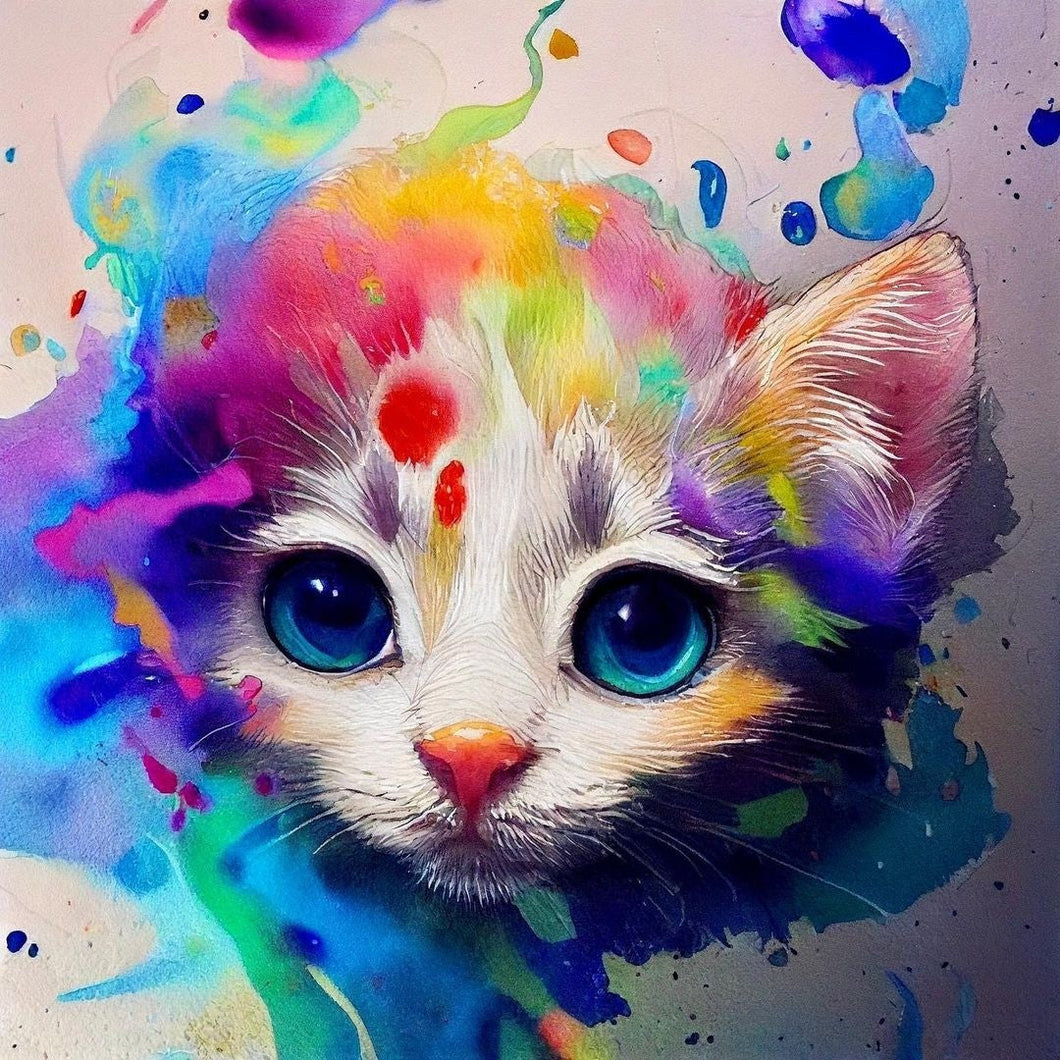 AB Diamond Painting - Full Round - Colorful Cat (40*40cm)