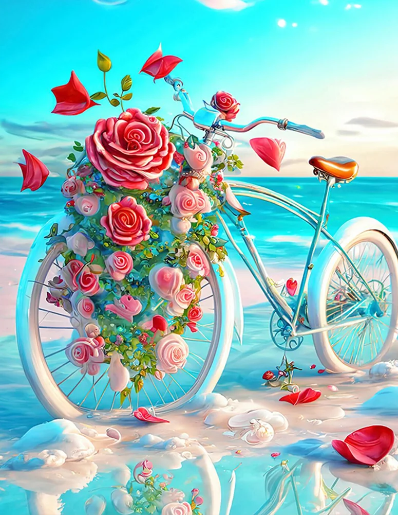 AB Diamond Painting - Full Round - Rose Bike (50*65cm)