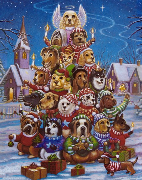 AB Diamond Painting - Full Round - Canine Christmas (40*50cm)